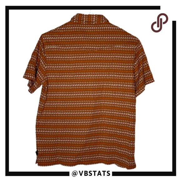 Howler Bros Men's Geometric Snap Up Polo Shirt Orange White Size Medium - Picture 2 of 9
